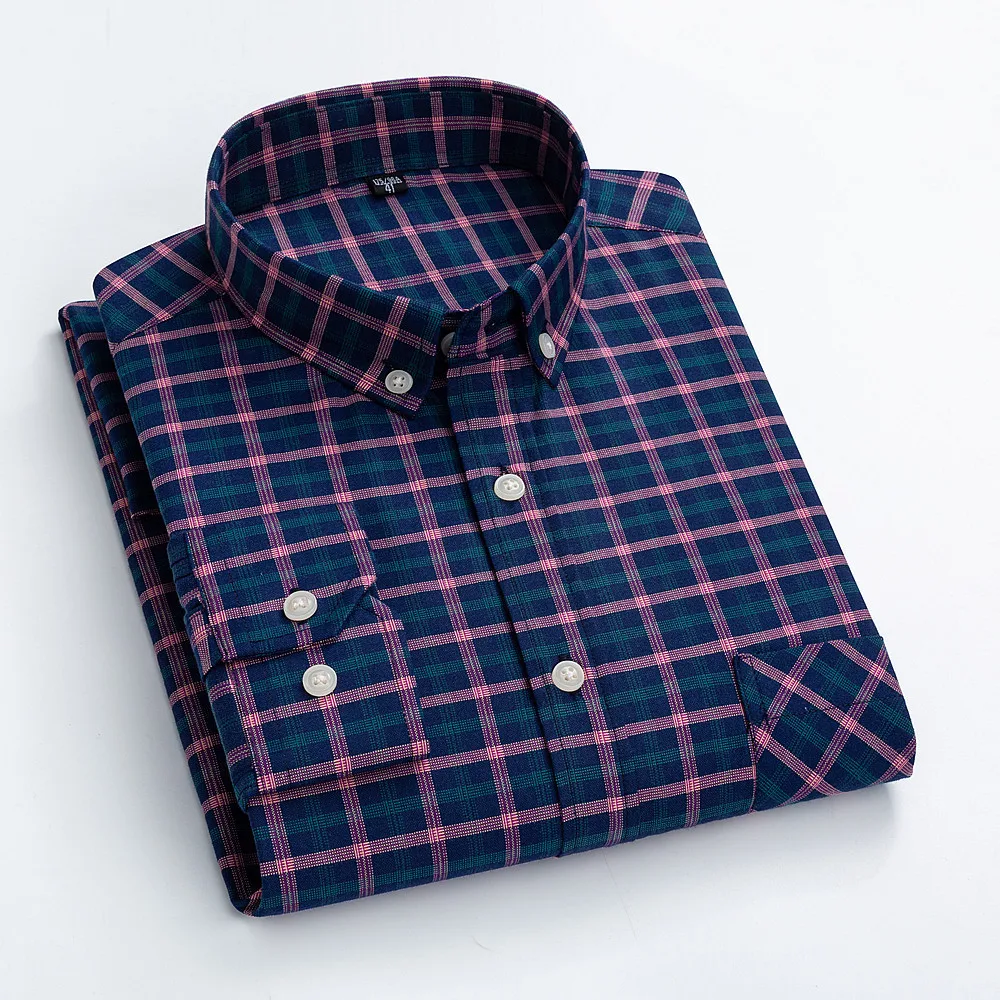 Title 11, Camisa masculina casual de algodão Carbon xadre...