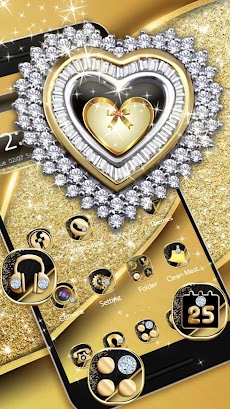 Gold Diamond Shiny Heart Themeのおすすめ画像2