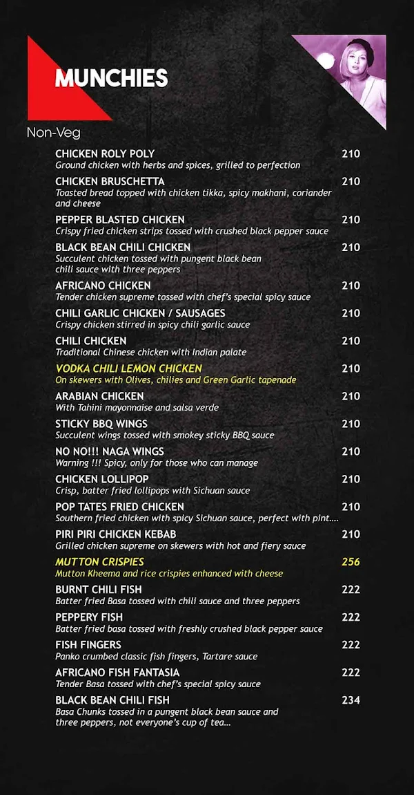 Pop Tate's menu 