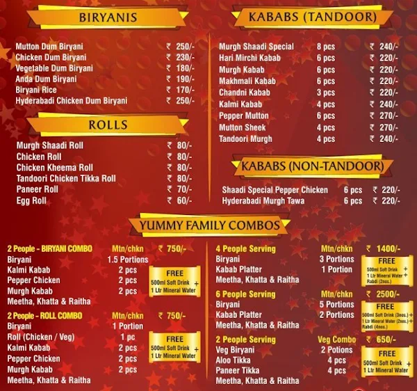 Shaadi Ki Biryani menu 