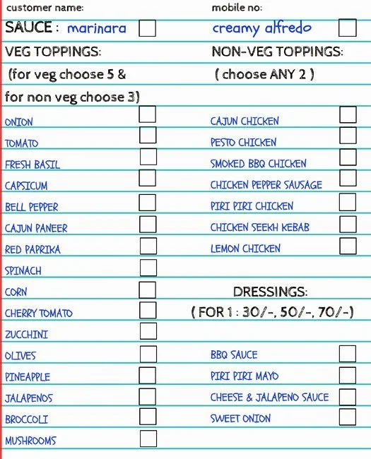 Basilia Pizza menu 