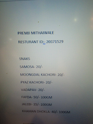 Premji Mithaiwale menu 1