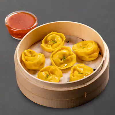 Steamed Corn & Cheese Momo With Momo Chutney