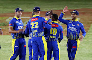 Players of the Cobras celebrate during the 2017 T20 Ram Slam cricket match between Cape Cobras and Warriors at Boland Park, Paarl on 29 November 2017.