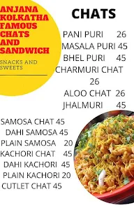 Anjana Kolkata Famous Chats And Sandwich menu 2