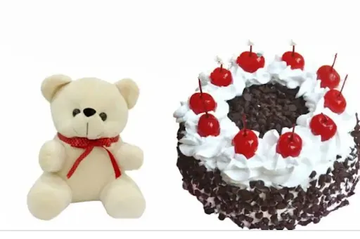 Choco Black Forest Cake Cake & 1 Teddy Bear [500 Gram]