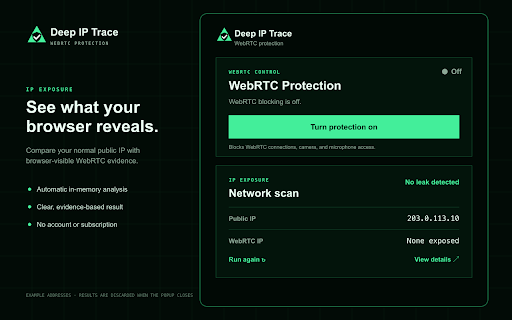 Deep IP Trace – WebRTC Protection screenshot 1