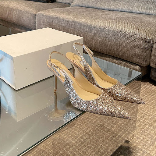 Title 6, Womens Pointed Toe Sequin Stiletto Heels Eleva...