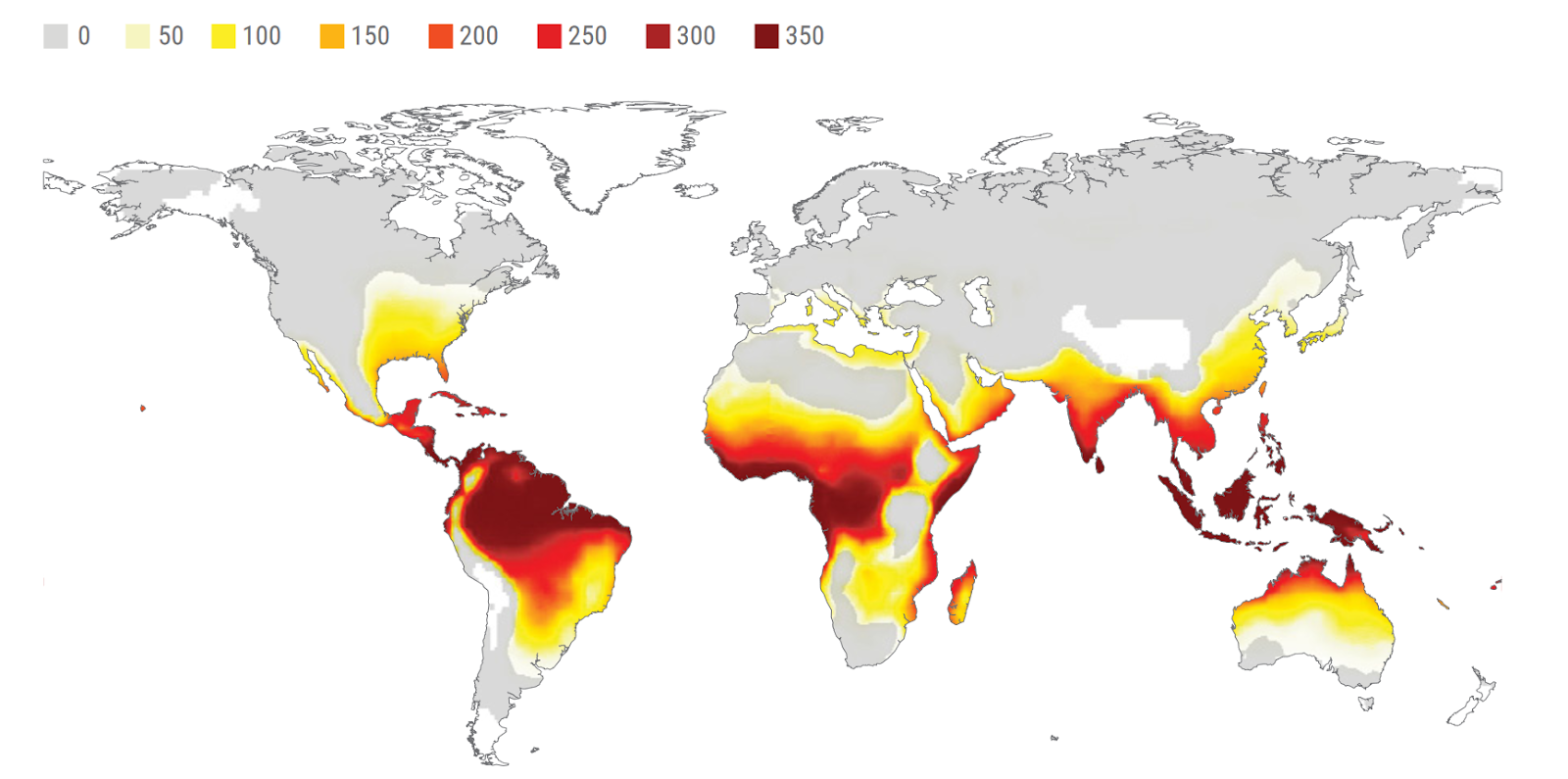 Number of Days Projected to Exceed Potentially Deadly Heat Levels per Year by 2100, Source: IFRC