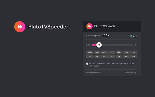 Speeder for Pluto TV: adjust playback speed