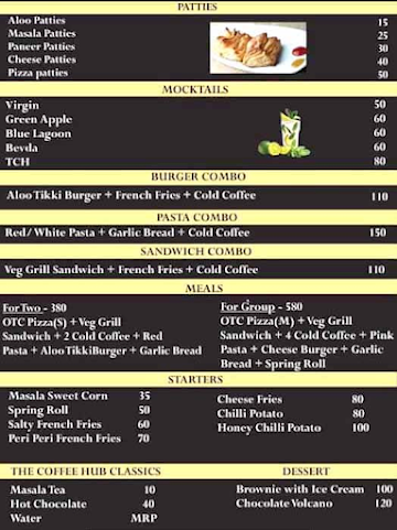 Coffee Hub menu 