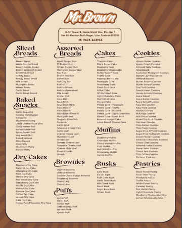 Mr. Brown menu 