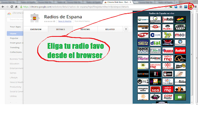 Radios de Espana chrome extension