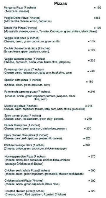 Burger And Pizza Corner menu 