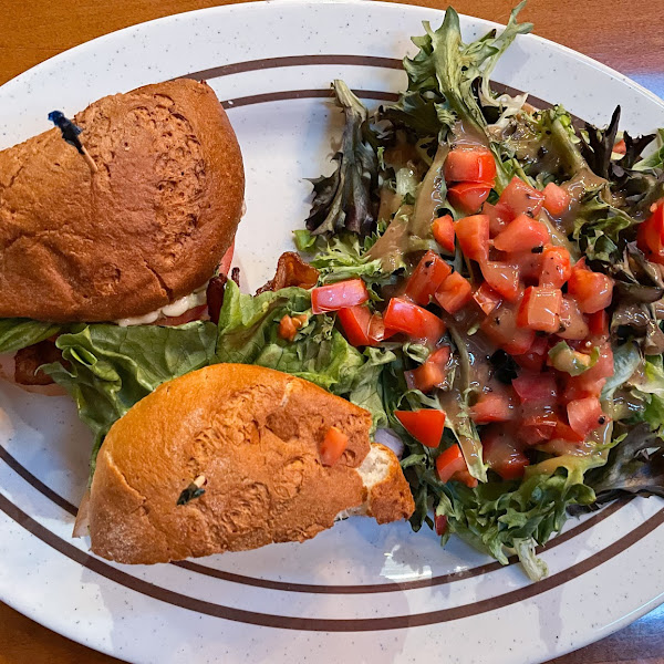 Turkey Club on a GF bun and side salad instead of fries.