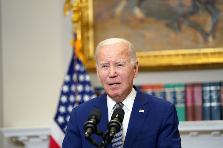 US President Joe Biden delivers remarks at the White House in Washington, DC, the US, October 1 2023. Picture: BONNIE CASH/REUTERS