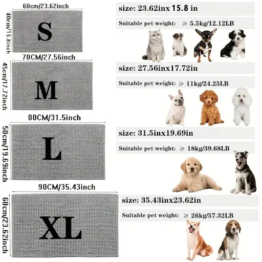 Dog Door Mat Dog Mud Mat For Muddy Paws Absorbs Moisture And Dirt Absorbent Non-Slip Washable Mat Quick Dry Indoor Door 