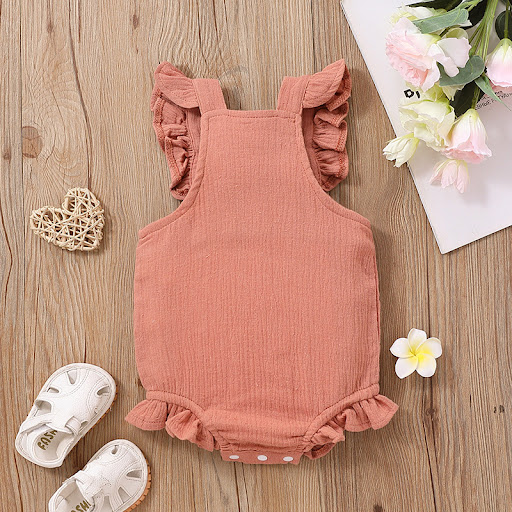 Title 3, Bubble Cotton Square Collar Flounced Sleeve Rom...