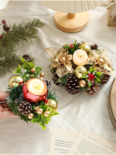 Title 1, Christmas candle holder with metal candlestick,...
