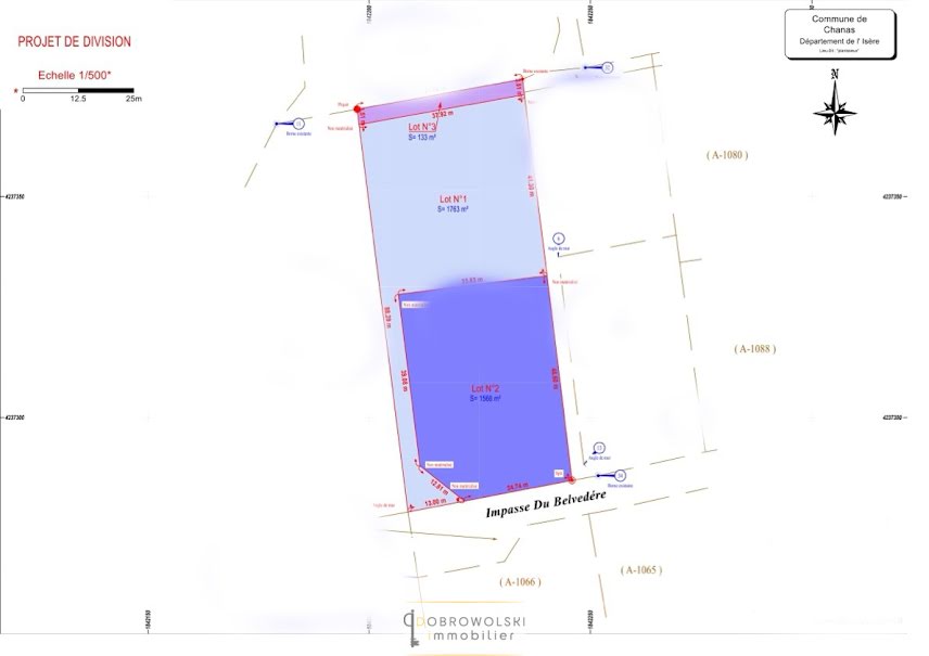 Vente terrain  1763 m² à Chanas (38150), 139 000 €