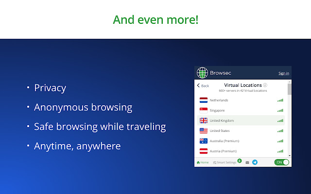 Highlighted Features of Browsec VPN