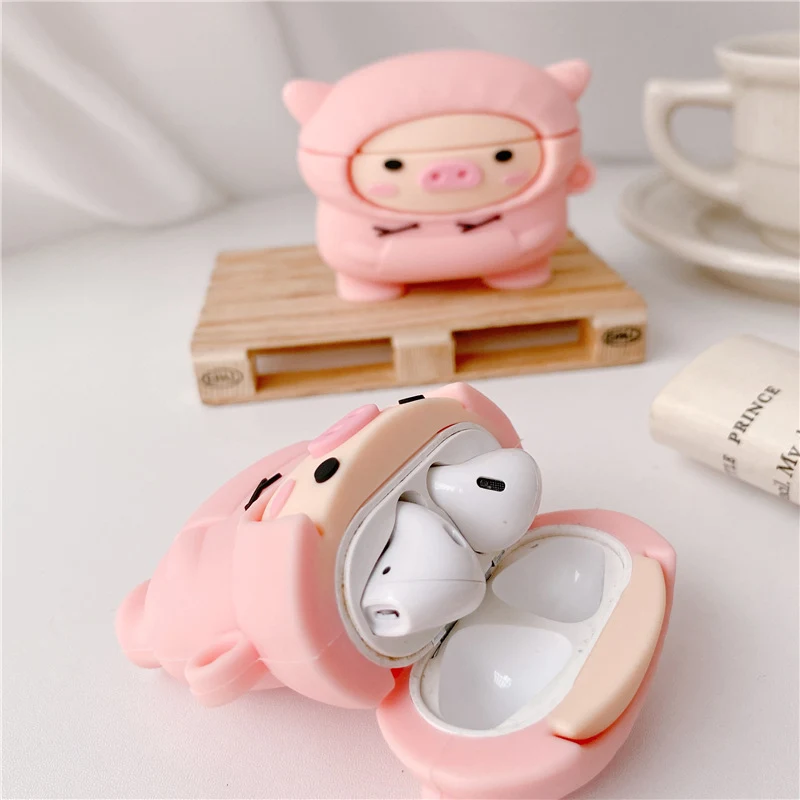 Title 4, Cochon mignon AirPods 1 2 Pro Case Cartoon Rose...
