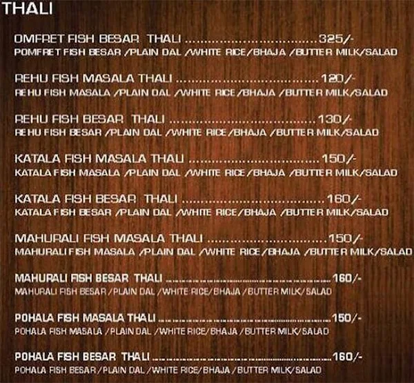 Chandrabhaga menu 