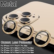 Miếng Ốp Đính Kim Cương Giả Bảo Vệ Camera Cho Iphone 11 12 13 Pro Max 13 Mini 14 Plus