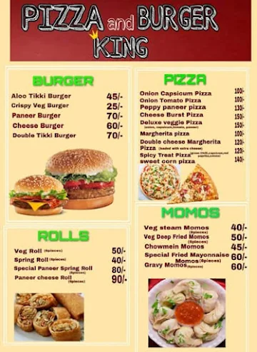 Pizza And Burger King menu 