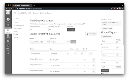 Canvas Easy Grader