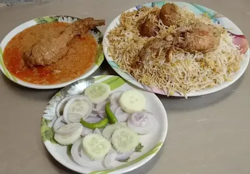 Chicken Biryani With Chicken Chaap And Salad [Serves 1]