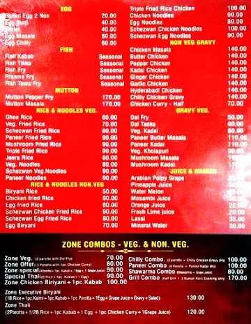 New Kabab Zone, Gottigere menu 