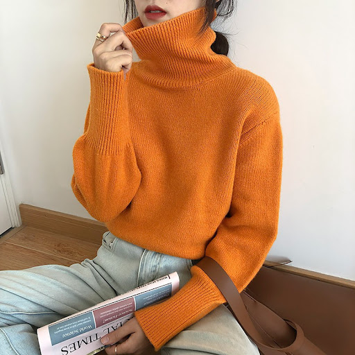 Title 5, Turtleneck Sweater Womens Pullover Loose Long ...