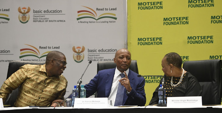 Panyaza Lesufi Premier of Gauteng, Dr Patrice Motsepe President and Co Founder of Motsepe Foundation Organization during Motsepe Foundation Press Conference.