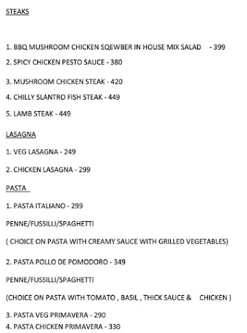 Smokie Brownie menu 