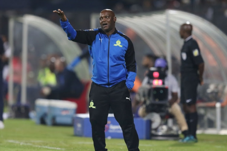 Pitso Mosimane of Mamelodi Sundowns during the Absa Premiership match between Maritzburg United and Mamelodi Sundowns at Harry Gwala Stadium on April 25, 2018 in Durban, South Africa.