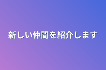 新しい仲間を紹介します