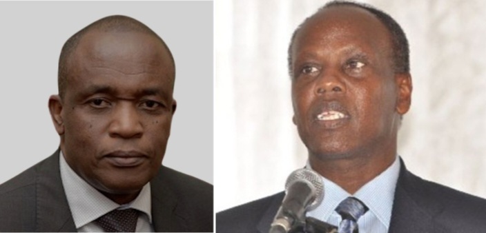 Former CBK Deputy Governors Haron Sirima (left) and Edward Sambili.