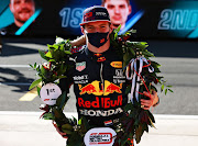 Winner Max Verstappen celebrates in parc ferme during the Sprint for the F1 Grand Prix of Great Britain at Silverstone on July 17, 2021 in Northampton, England.