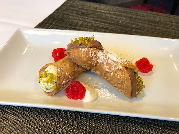 Cannoli served for dessert at Canaletto aboard ms Oosterdam. 