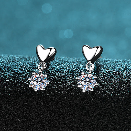 Title 1, Sterling Silver Stud Earrings for Women with Mo...