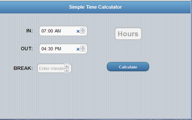 TimeCalculator chrome extension