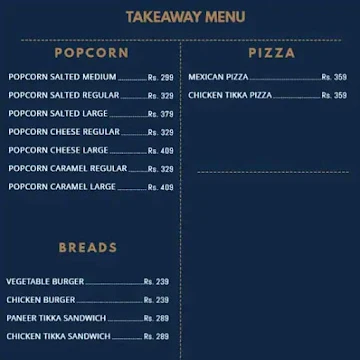 PVR Cafe menu 