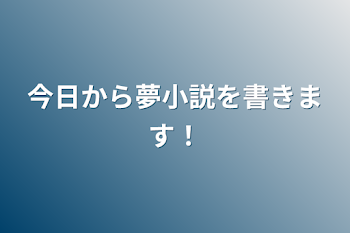 今日から夢小説を書きます！