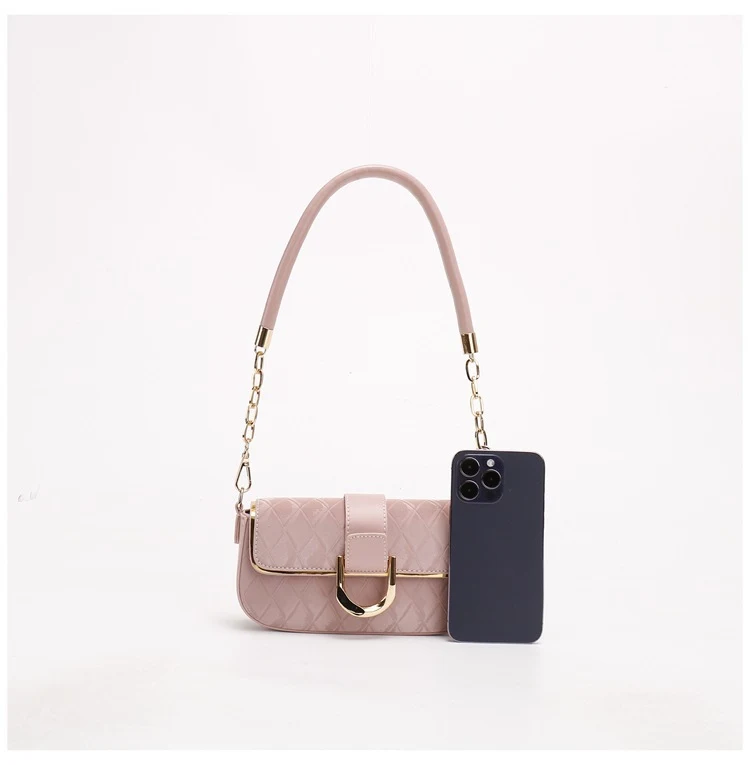 Bolsa Pequena Quadrada com Corrente, Ombro e Transversal, Design Elegante e Versátil para Uso Diário