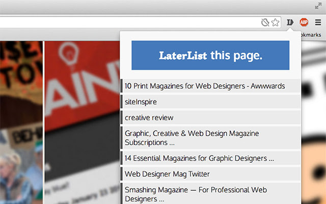 LaterList chrome extension
