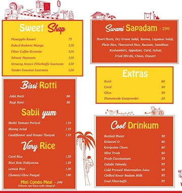 Yumma Swami menu 