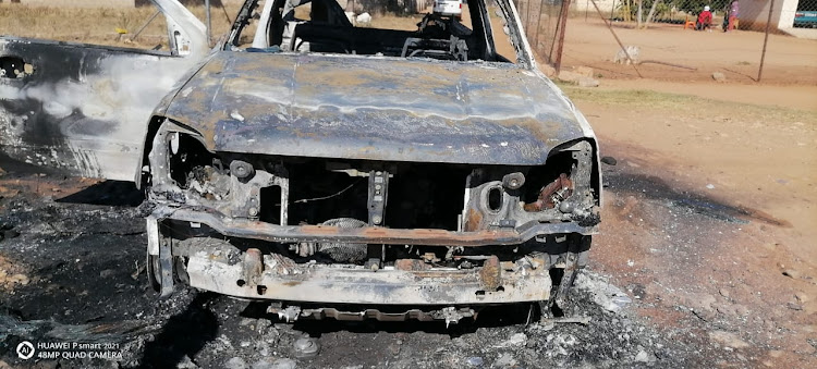 The vehicle of the educator who was allegedly killed by a mob after being suspected of stealing goats.