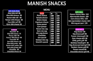 Manish Snacks menu 1