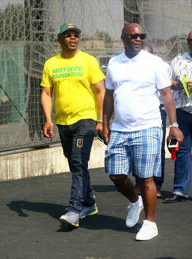 Pitso Mosimane and Sizwe Nzimande during the Kay Motsepe Schools Cup National Championships final at Nike Soweto Centre.. Pic Veli Nhlapo/Sowetan